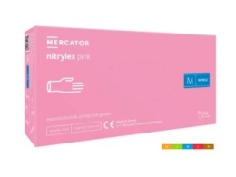 MERCATOR nitrylex pink 100 szt. rękawice diagnostyczne i ochronne, nitrylowe, bezpudrowe, różowe